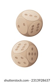 2 juegos con esquinas redondeadas y textura de madera. Vector casino clipart. Fondo blanco.