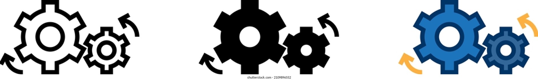2 Gear with arrows , Relative icon, vector