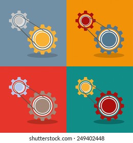 2 gears with drive chain, 4 variations, Eps 10 vector file.