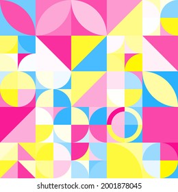2 Geometry minimalistic electric style seamless pattern with rectangles, squares, circles, simple shape and figure. Abstract vector design template for web banner, corporate identity, print fabric.