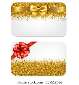 2 Tarjetas De Regalo, Aisladas En Fondo Blanco, Ilustración Vectorial