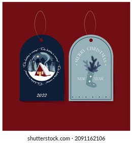 2 gift label layouts, winter holidays, universal greeting.