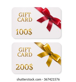 2 Gifts Card With Bows With Gradient Mesh, Vector Illustration