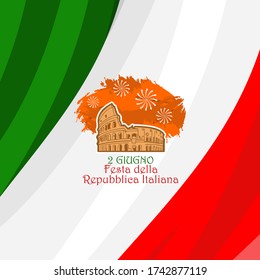 2 giugno, Festa della Repubblica Italiana (Translation: June 2, Italy's Republic Day) Suitable for greeting card, poster and banner.
