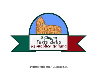 2 giugno, Festa della Repubblica (Traducción: 2 de junio, Día de la República). Feliz Día de la República de Italia Adecuado para tarjeta de saludo, afiche y banner.