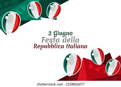 2 giugno, Festa della Repubblica (Übersetzung: 2. Juni, Tag der Republik). Frohe Republik Tag von Italien Geeignet für Grußkarte, Poster und Banner.