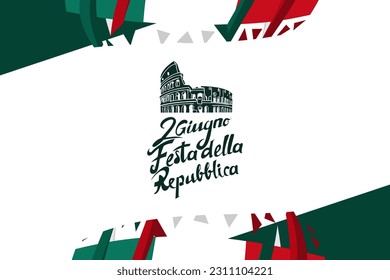 2 giugno, Festa della Repubblica (Translation: June 2, Republic Day). Happy Republic day of Italy Suitable for greeting card, poster and banner.