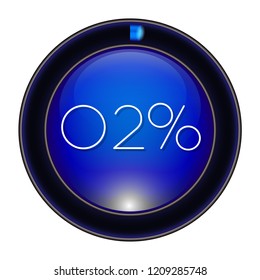 2% Glass blue  Vector loader progress button. step by step zero to hundred. 3D high quality premium well aligned graphic