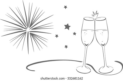 2 glasses with sparkling wine - New Year's Eve