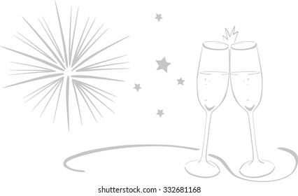 2 glasses with sparkling wine - New Year's Eve