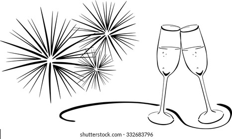 2 glasses with sparkling wine - New Year's Eve