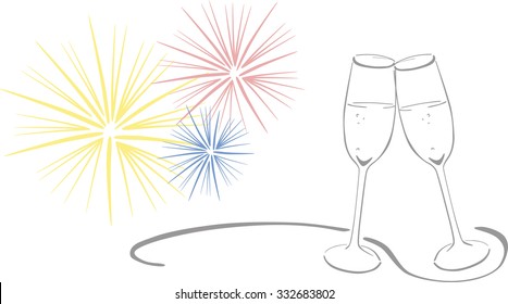 2 glasses with sparkling wine - New Year's Eve
