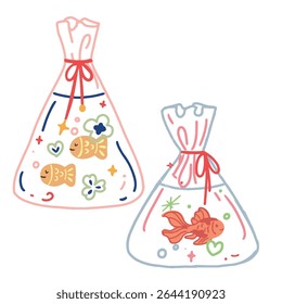 2 gold fish in plastic bag 
