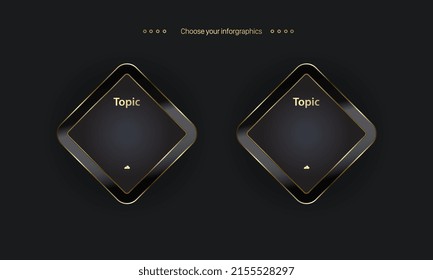 2 gold Vectors options buttons design,Two charts element illustration template design