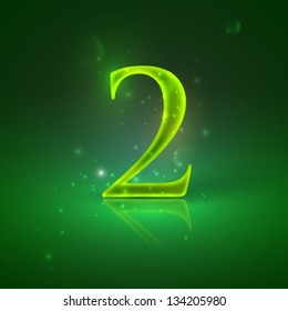 2. Green glowing number two