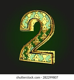 2 green letter with gold