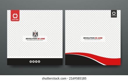 2 greeting cards design vectors for the Egyptian Revolution, 30 June, and 23 July or 6 October war 1973 with the Egypt flag