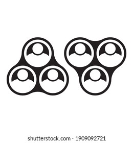 2 grupos de 3 personas , elementos infográficos