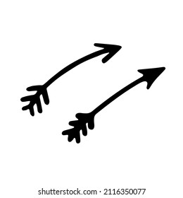 2 hand drawn arrows. Doodle style. 