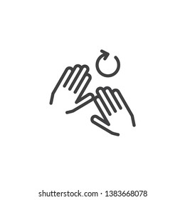 2 hand rotate alt line icon. Hands Click linear style sign for mobile concept and web design. Fingers touch gesture outline vector icon. Symbol, logo illustration. Pixel perfect vector graphics