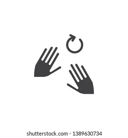 2 hand rotate alt vector icon. Hand Click filled flat sign for mobile concept and web design. Fingers touch gesture glyph icon. Symbol, logo illustration. Pixel perfect vector graphics