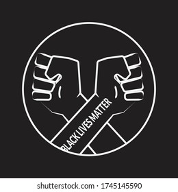2 Hands cross each other and Black lives matter words vector design