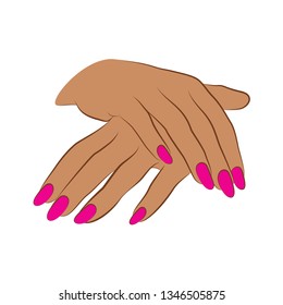 2 hands pink manicure