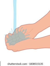 2 manos lavadas bajo agua corriente