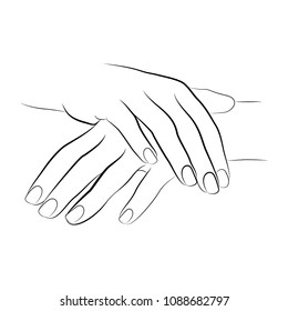 2 hands vector line drawing  