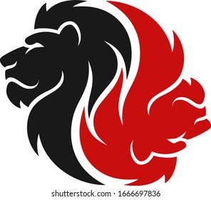 2 Heads of Lions With Yin Yang Style Design