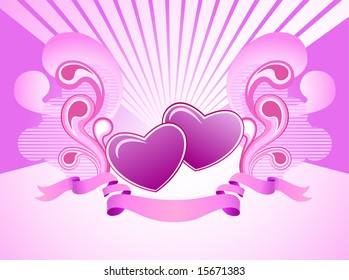 2 heart and banner