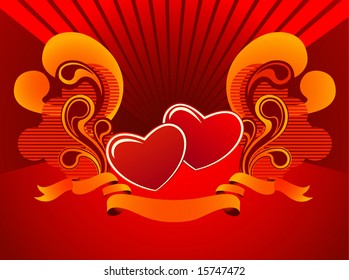 2 heart and banner