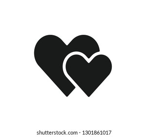 2 heart black icon vector 