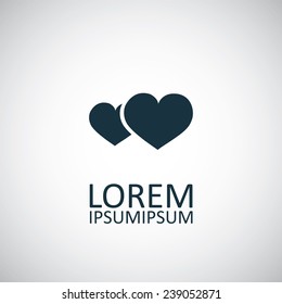 2 heart icon on white background 