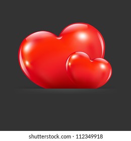 2 Hearts With Divider, Isolated On Black Background, Vector Illustration