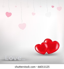 2 Hearts, On Grey Background, Vector Illustration