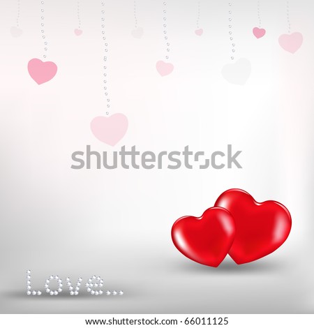 2 Hearts, On Grey Background, Vector Illustration