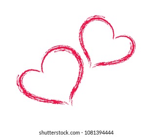 2 hearts  shape vector, sketch illustration can be used for design of valentine, wedding, love theme romantic