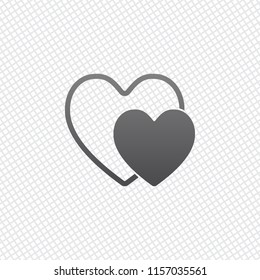 2 hearts. Simple icon. On grid background