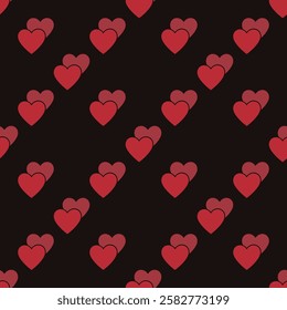 2 Hearts vector seamless pattern - love and romantic concept modern background