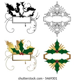 2 holiday vector banners using holly