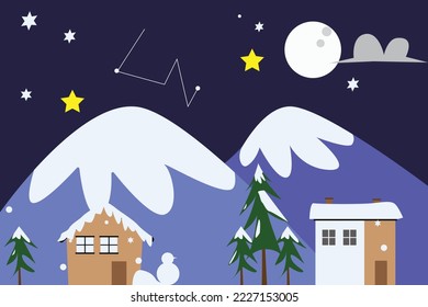 2 home at winter season with mountain background