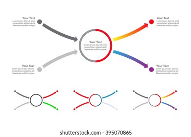 2 Horizontal Converging And Diverging Arrows With Text Fields On A White Background. Vector Infographic Set