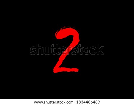 2 Horror bloody, scary vector number. Insane Fear brutal, scream font. Wicked night theme style design. Hand writing eps10 illustration


