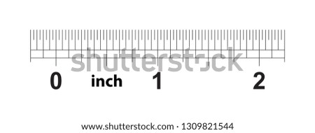 2 inch ruler. The price of division - 32 divisions by inch. Exact length measurement device. Calibration grid