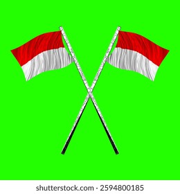 2 Indonesian flags flying on crossed poles.