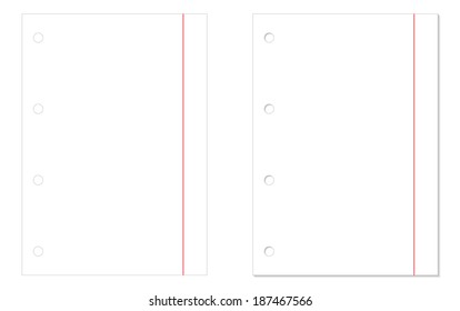 2 isolated blank paper sheets - one without shadow and one with shadow