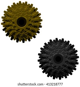 2 isolated cog set gold and silver shade
