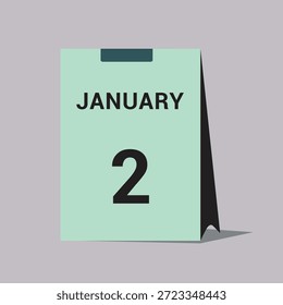 2 january calendar date icon minimal desk calendar vector illustration