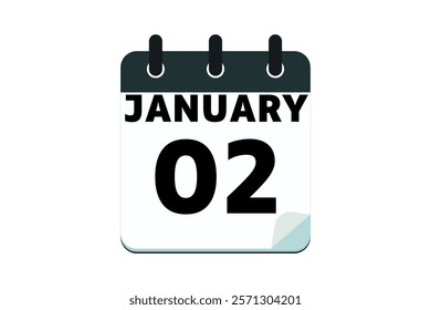 2 January calendar icon text page monthly web design on red, black deep green and white background vector, icon, or illustration with the month of January 2